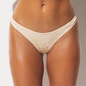 SKIMS NWT Signature Swim Thong - Egret Crocodile Print